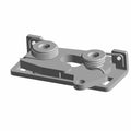Gray metal rotary two-stage right latch with circular spring mechanisms and mounting holes.