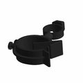Black plastic Omega clip designed to secure 15-18 mm diameter cables with adjustable locking mechanism.