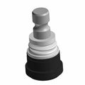 Silver metal 10mm stud ball joint with black rubber dust boot and ribbed collar.