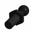 Black metal ball end bolt with hexagonal base and threaded shaft, M8 x 1.25 size.