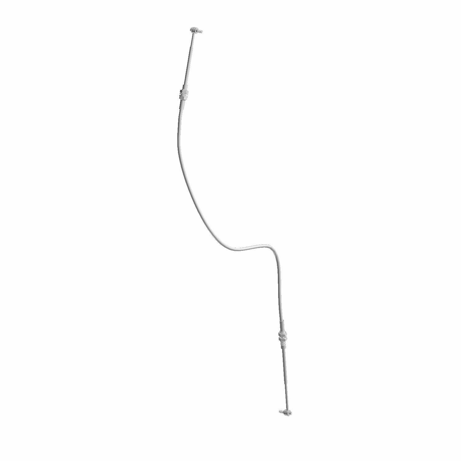 Flexible metal shift cable with threaded end fittings and protective black sheathing sections.