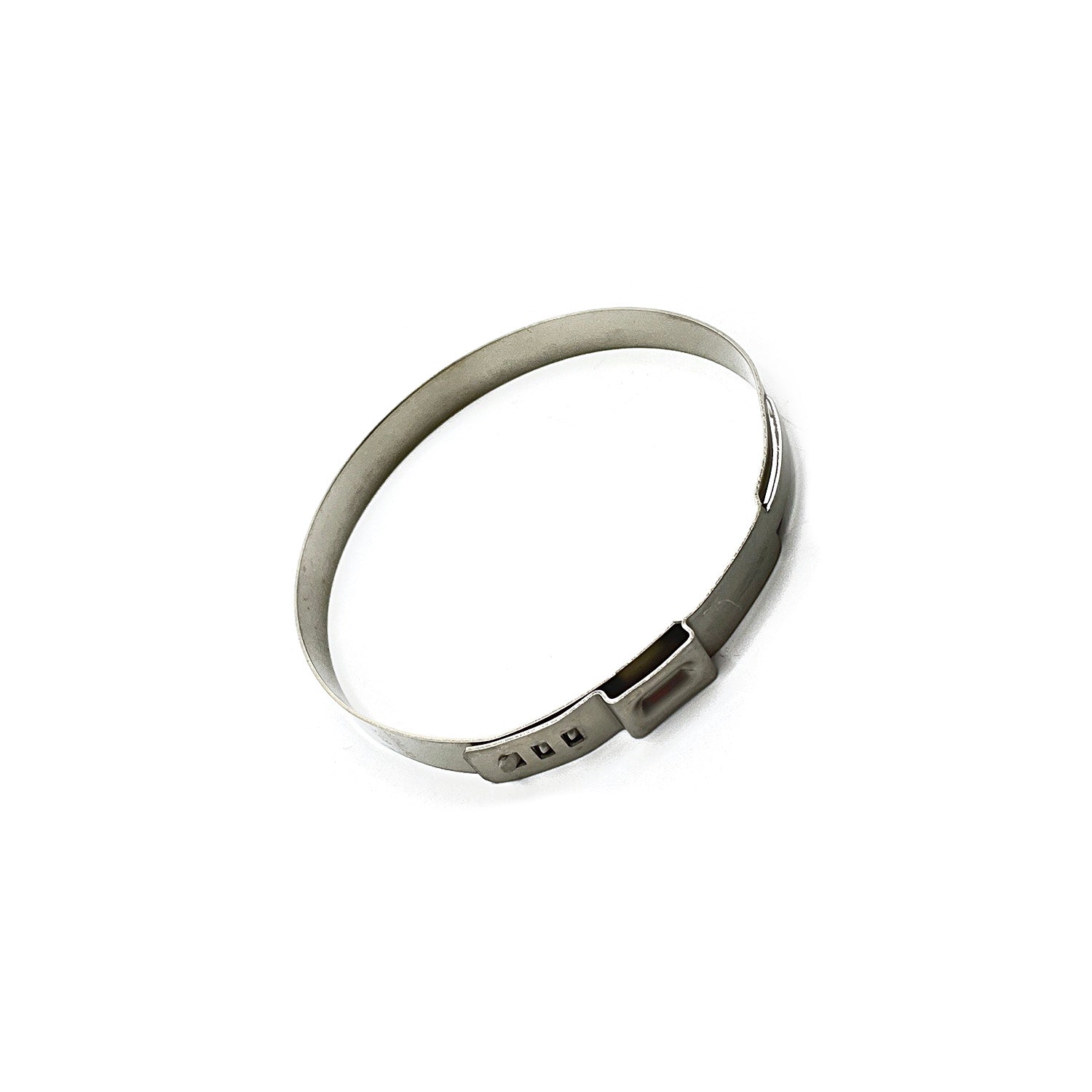 Silver metal band clamp with adjustable locking mechanism designed for Polaris KYB rack.