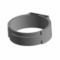 Gray metal Oetiker clamp with a smooth band and locking mechanism ring.