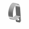 Silver metal P clamp with one mounting hole and smooth rounded edges, large size.