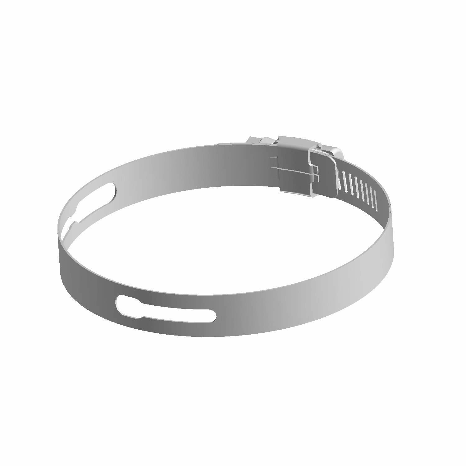 Silver metal slotted hose clamp with adjustable screw mechanism, fits 84-96 mm diameter hoses.