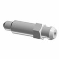 Silver metal bleeder screw with hexagonal middle section and threaded ends.