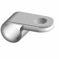Silver metal window guide channel routing clip with rounded edges and a mounting hole.