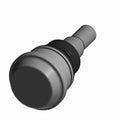 Gray metal ball joint with black rubber seal and cylindrical shaft for offroad vehicle suspension.