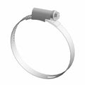 Silver metal narrow slotted hose clamp with hexagonal screw head, 60-75 mm diameter.