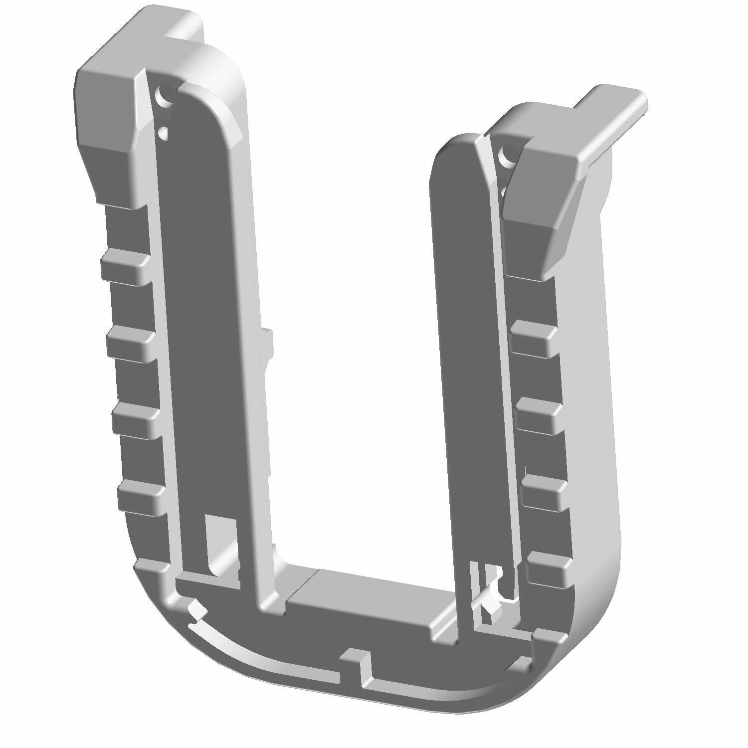 Gray U-shaped Polaris Slide Clip with textured vertical sides and mounting slots.