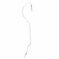 Thin metal shift cable with angled and curved bends and connectors at both ends.