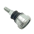 Silver metal ball joint with threaded stud and black rubber seal ring.