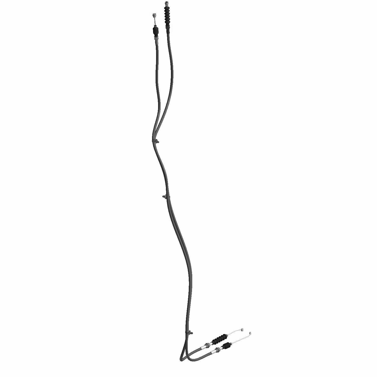 Black flexible shift cable with two cable ends and metal connectors for Polaris UTV models.