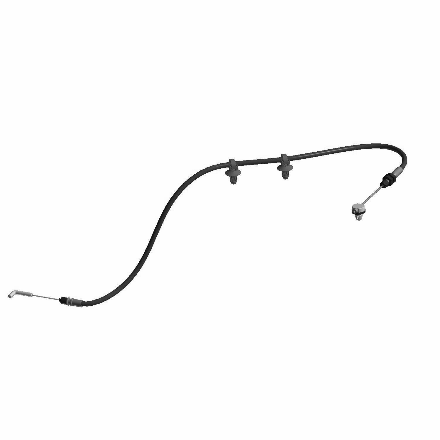 Black flexible manual tilt cable with metal connectors on both ends and two mounting clips along the length.