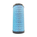 Cylindrical blue mesh air filter with black rubber end caps designed for offroad vehicle use.