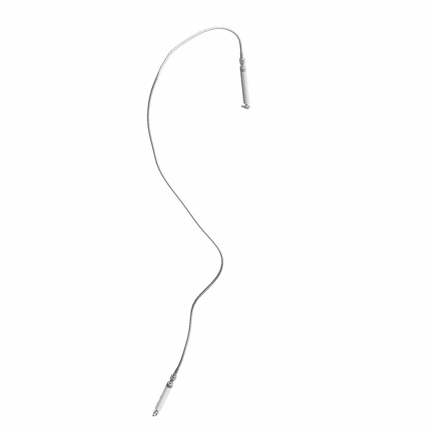 Long flexible black shift cable with metal connector ends for offroad vehicle transmission control.