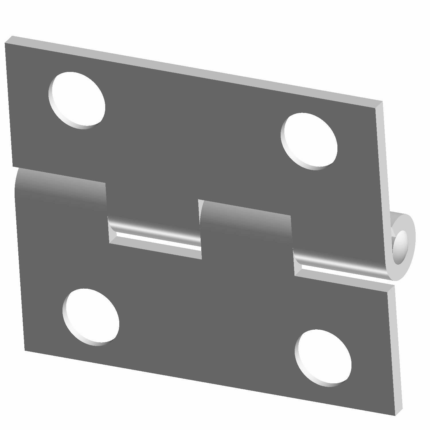 Gray metal hinge with four circular mounting holes and a central pivot for toolbox attachment.