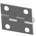 Gray metal hinge with four circular mounting holes and a central pivot for toolbox attachment.