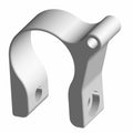 Silver metal door clamp with a circular band and two mounting holes for Polaris UTVs.