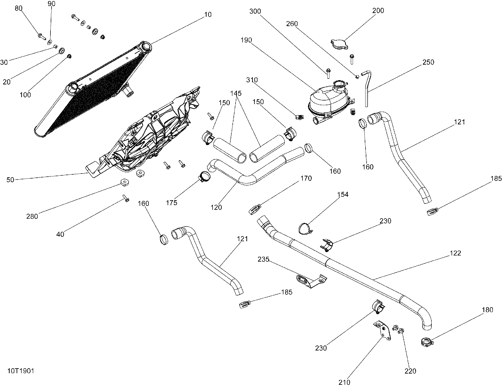 An Image of a Genuine Can-Am Parts Schematic Diagram showing the schematic - COOLING - 450 EFI