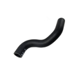 Black rubber radiator hose with curved, flexible design and smooth textured surface.