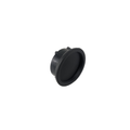 Black circular plastic steering cap with a slightly raised edge and a textured grip surface.