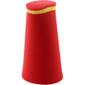 The Yamaha Air Filter by Emgo is a red, conical foam filter with a yellow stripe near the top, crafted to meet OEM-quality standards.