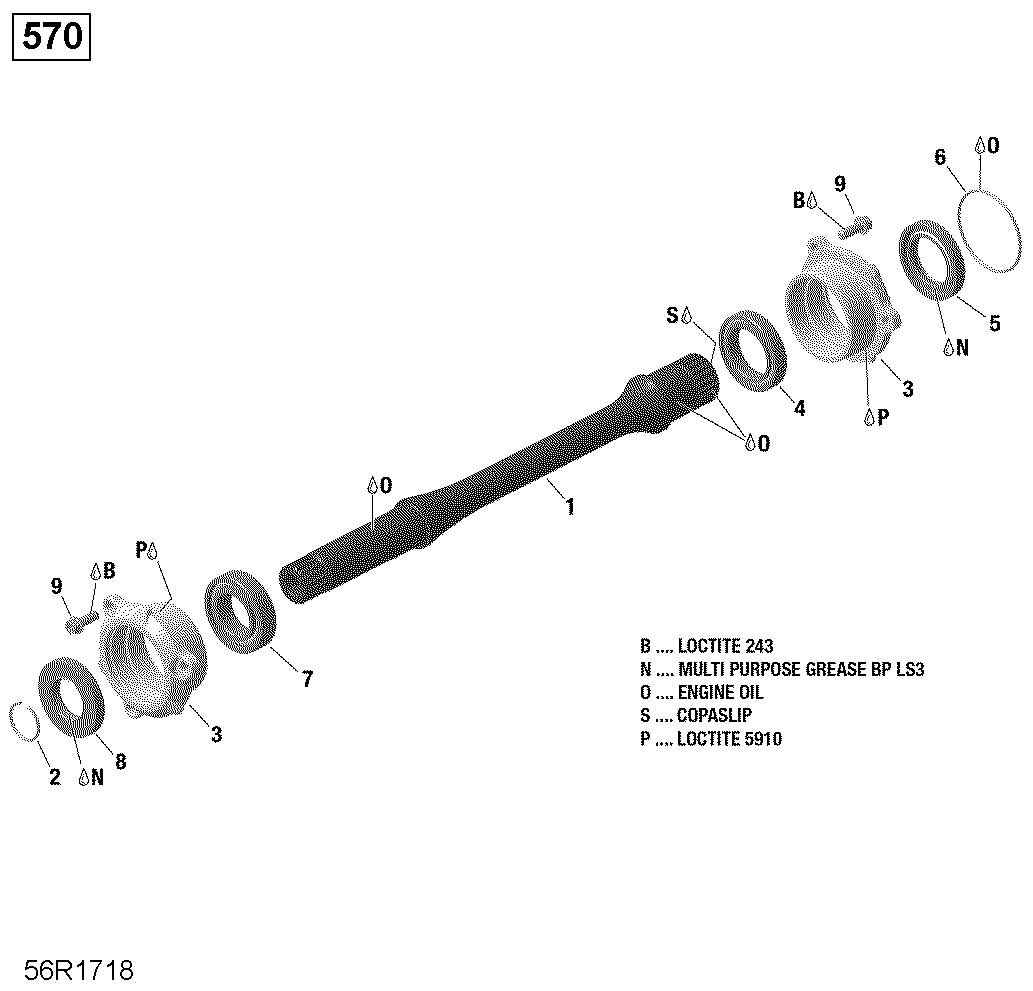 An Image of a Genuine Can-Am Parts Schematic Diagram showing the schematic - ROTAX - DRIVE SHAFT - 570 EFI