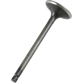 The Yamaha Exhaust Valve by Prox is a precisely crafted metal valve with a long, cylindrical stem and flat, round head, designed for internal combustion engines to control exhaust flow.