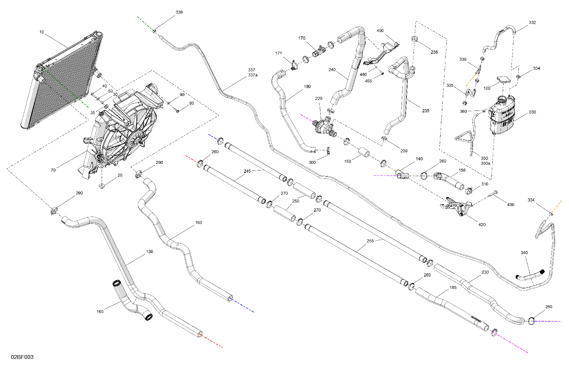 An Image of a Genuine Can-Am Parts Schematic Diagram showing the schematic - ENGINE - COOLING