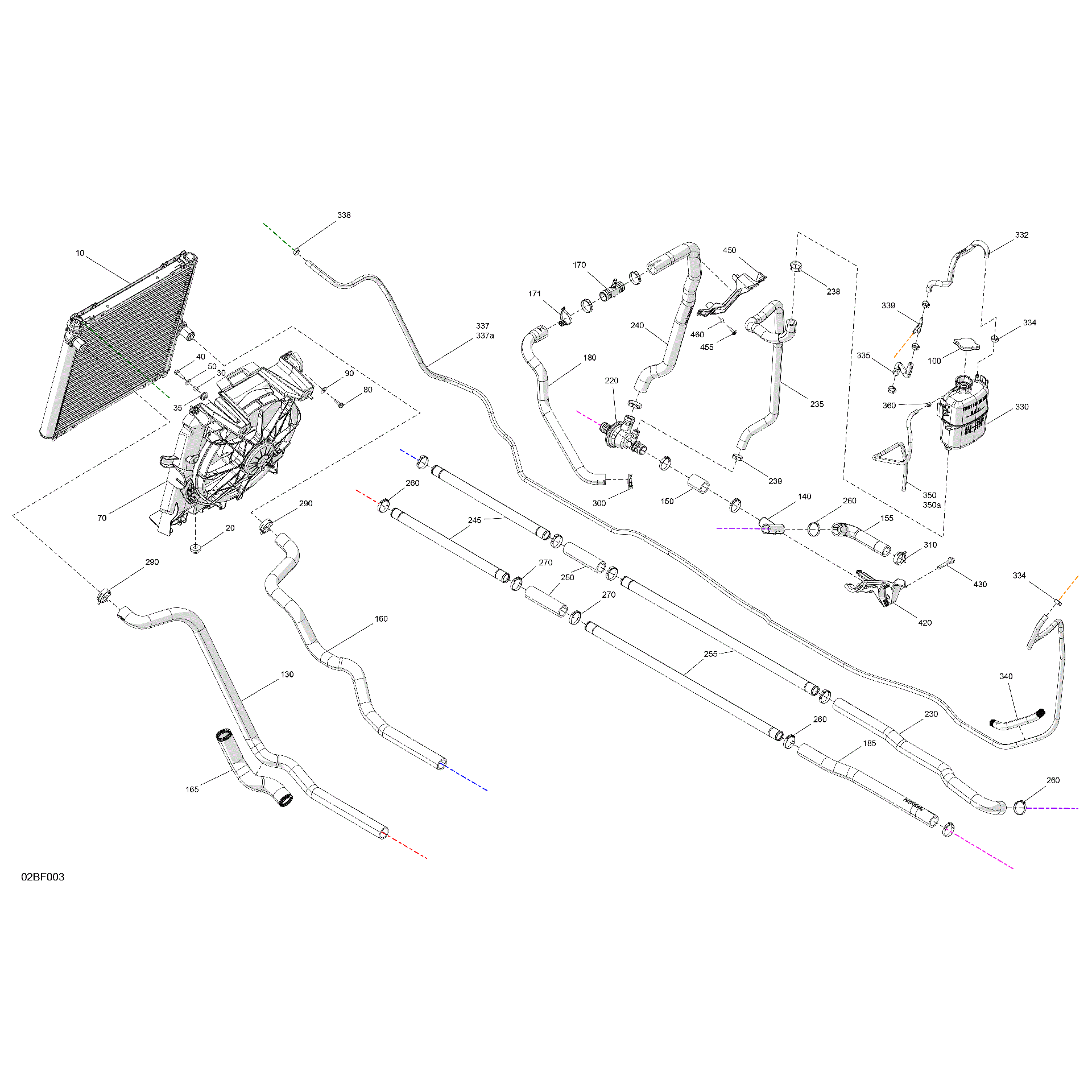 An Image of a Genuine Can-Am Parts Schematic Diagram showing the schematic - ENGINE - COOLING
