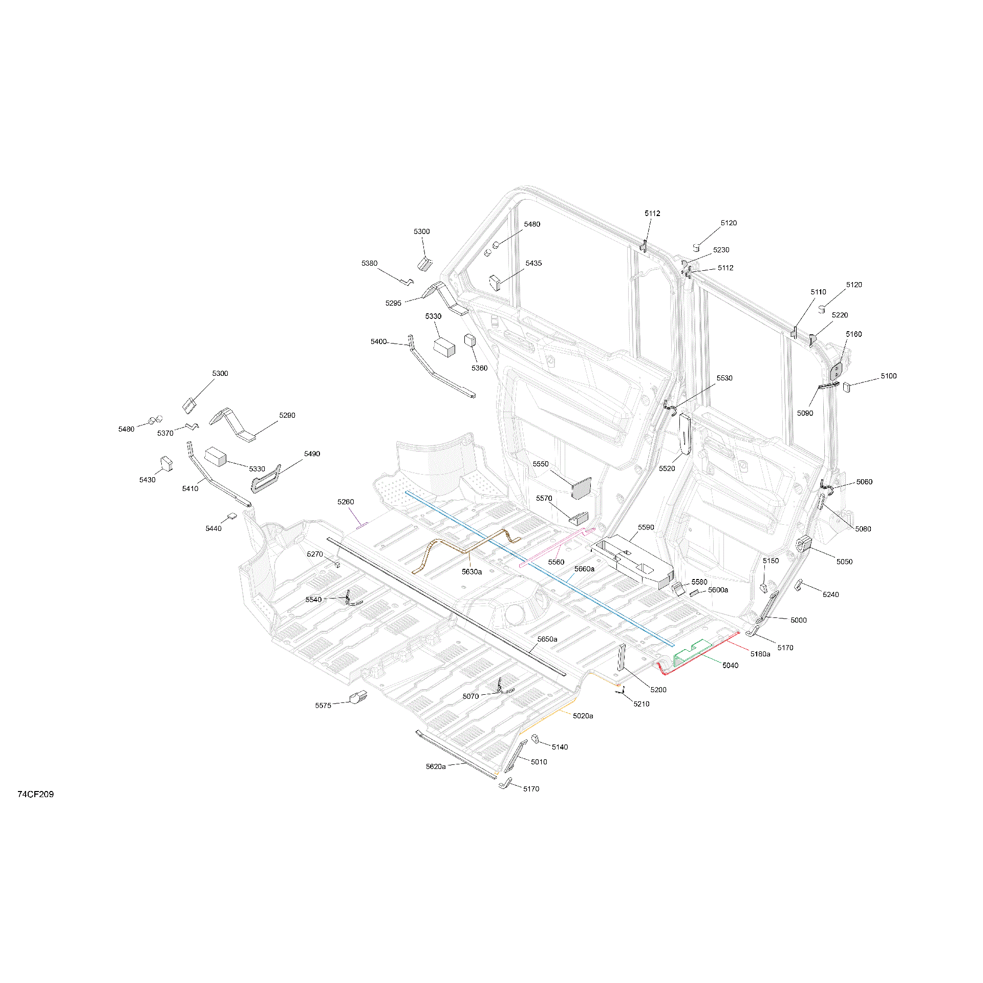 An Image of a Genuine Can-Am Parts Schematic Diagram showing the schematic - ENCLOSURE CAB - INSULATIONS