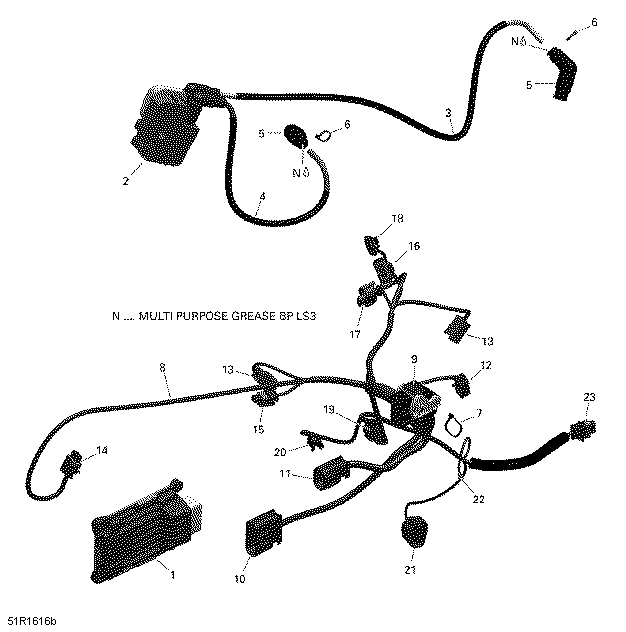 An Image of a Genuine Can-Am Parts Schematic Diagram showing the schematic - ENGINE HARNESS AND ELECTRONIC MODULE - 650 EFI (PACKAGE PRO)