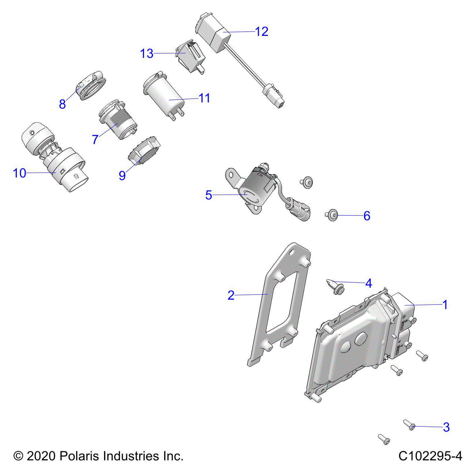 An Image of a Genuine Polaris Parts Schematic Diagram showing the schematic - ELECTRICAL: SWITCHES SENSORS and ECM - 2021 POLARIS SPORTSMAN 570 UTILITY LE