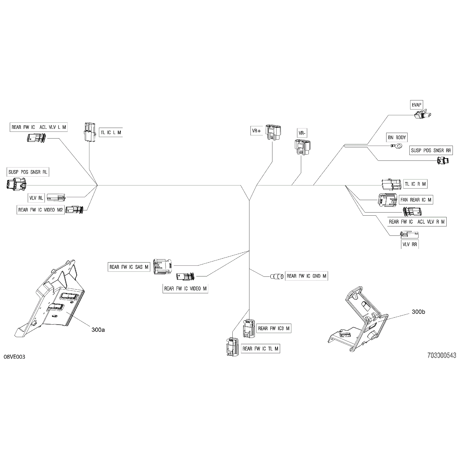 An Image of a Genuine Can-Am Parts Schematic Diagram showing the schematic - ELECTRIC - JUNCTION WIRING HARNESS - 710009798