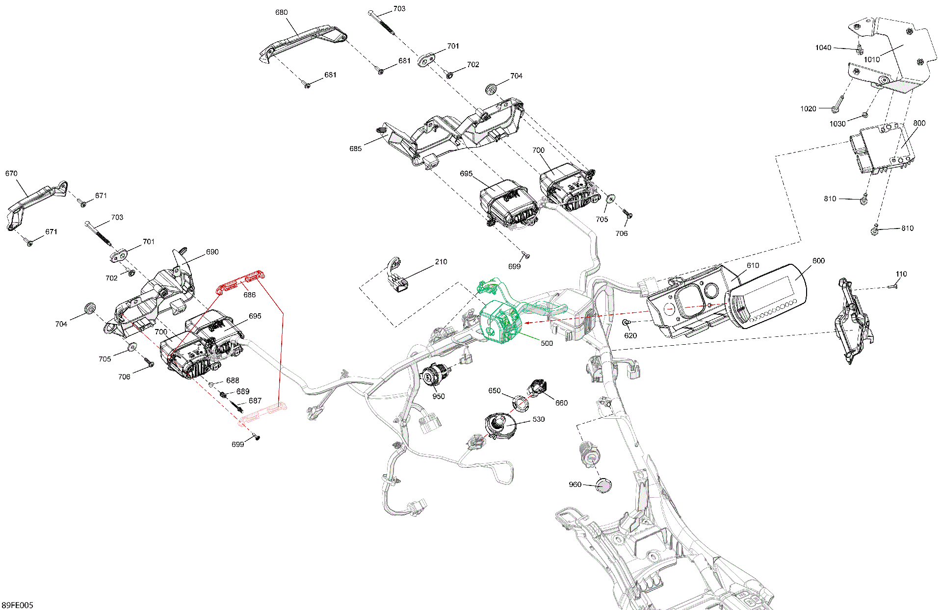 An Image of a Genuine Can-Am Parts Schematic Diagram showing the schematic - ELECTRIC - FRONT SECTION