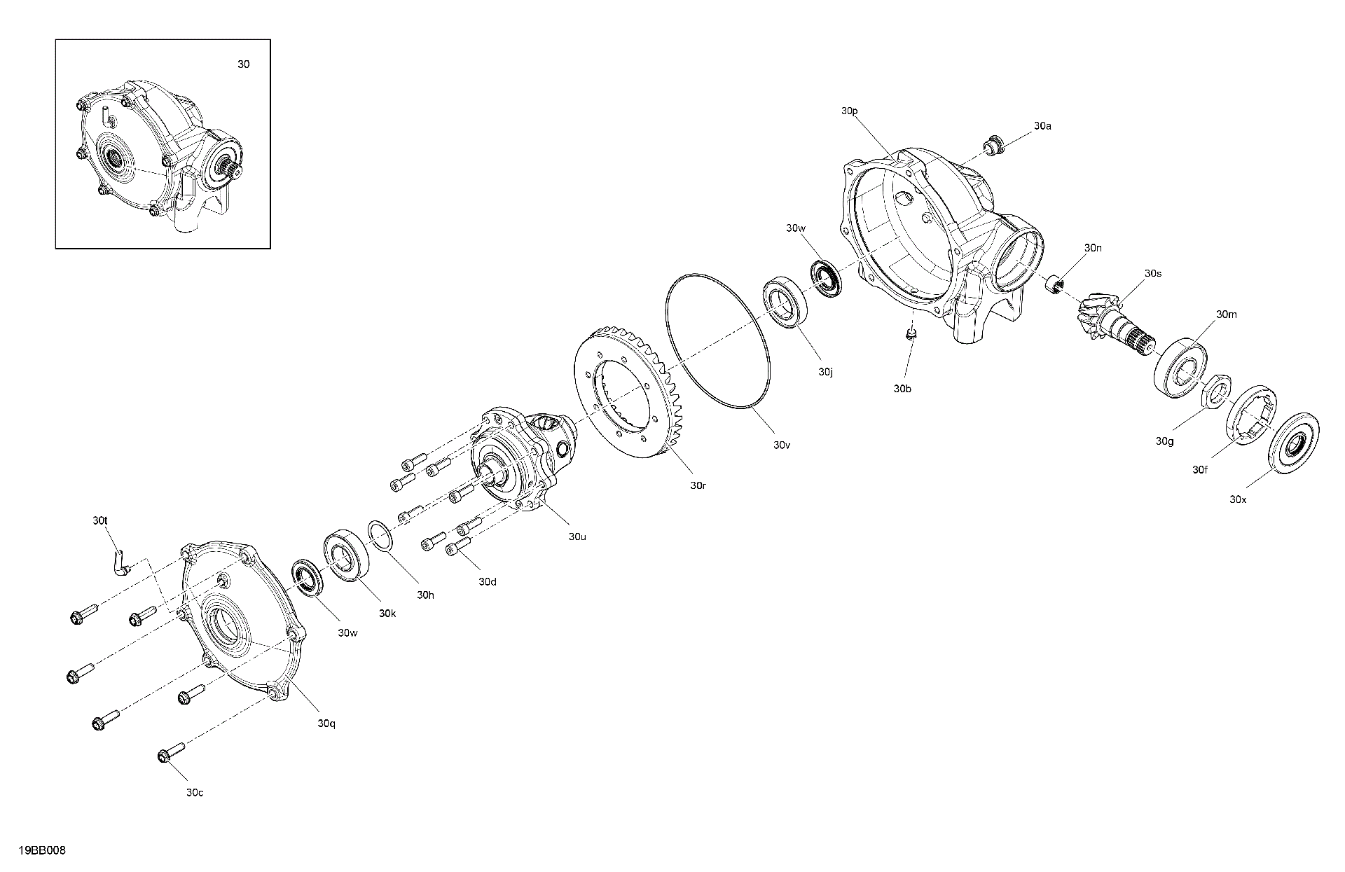 An Image of a Genuine Can-Am Parts Schematic Diagram showing the schematic - DRIVE - FRONT - DIFFERENTIAL PARTS