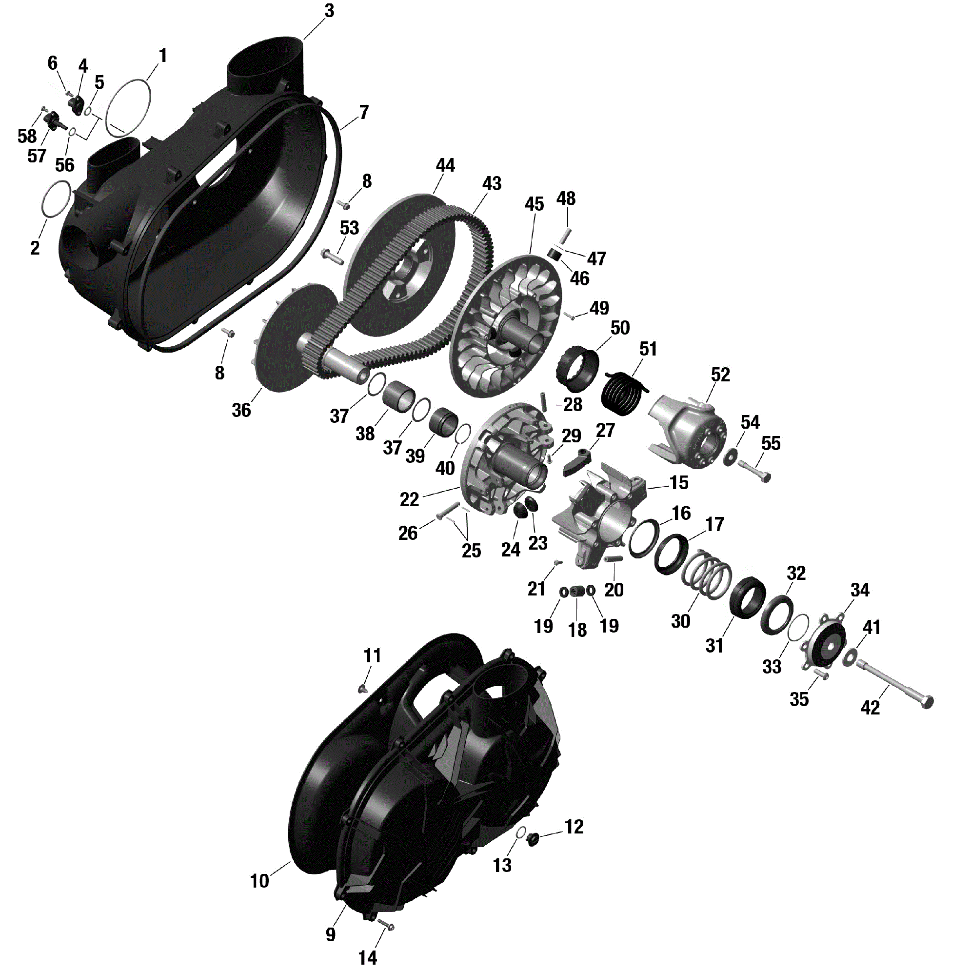 An Image of a Genuine Can-Am Parts Schematic Diagram showing the schematic - ROTAX - CVT