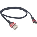 Male USB to Male Lightning Cable Phone Charger 18" Black / Red by Ridepower