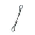 Steel left-hand latch cable 2.4 with looped metal ends and reinforced crimps.