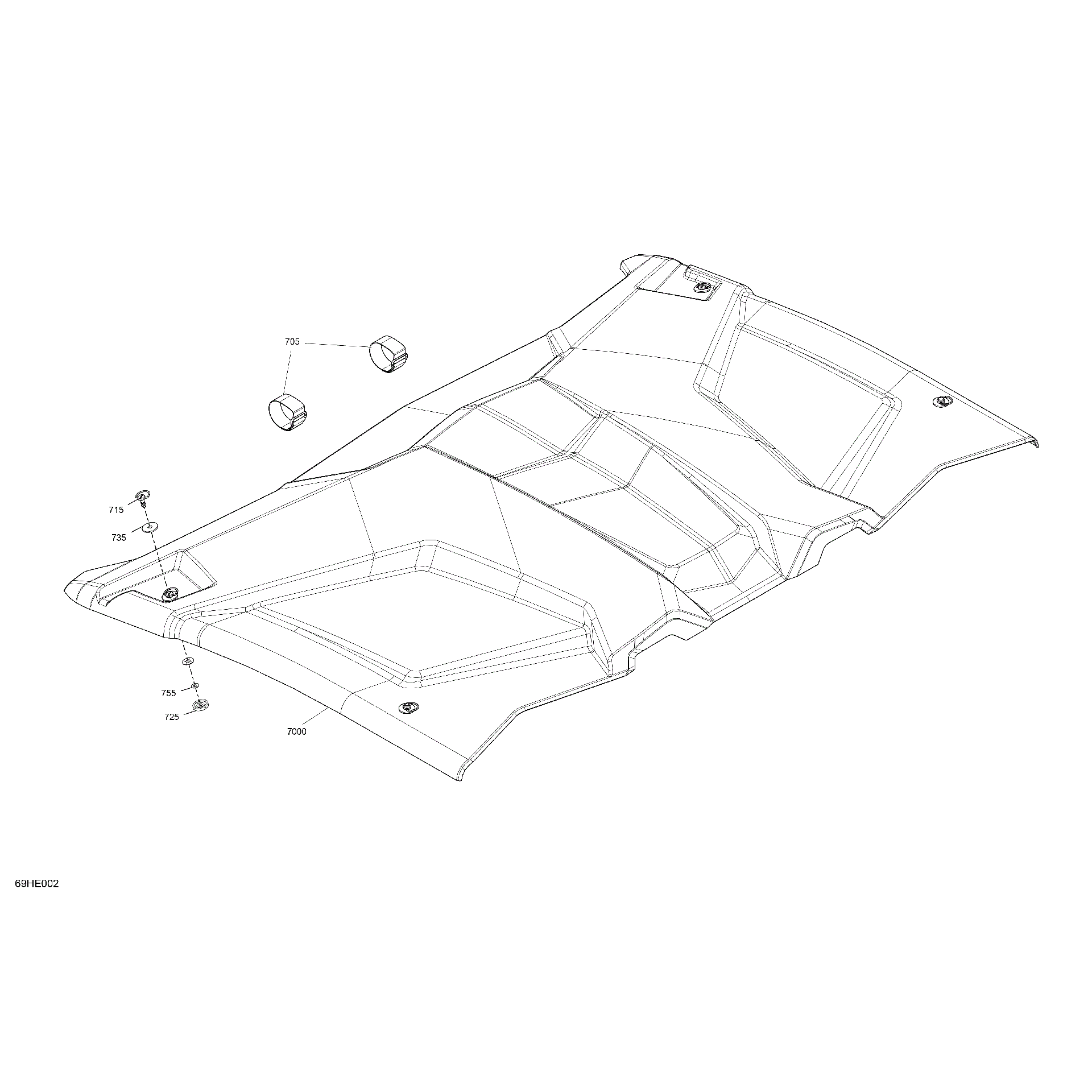 An Image of a Genuine Can-Am Parts Schematic Diagram showing the schematic - BODY - ROOF