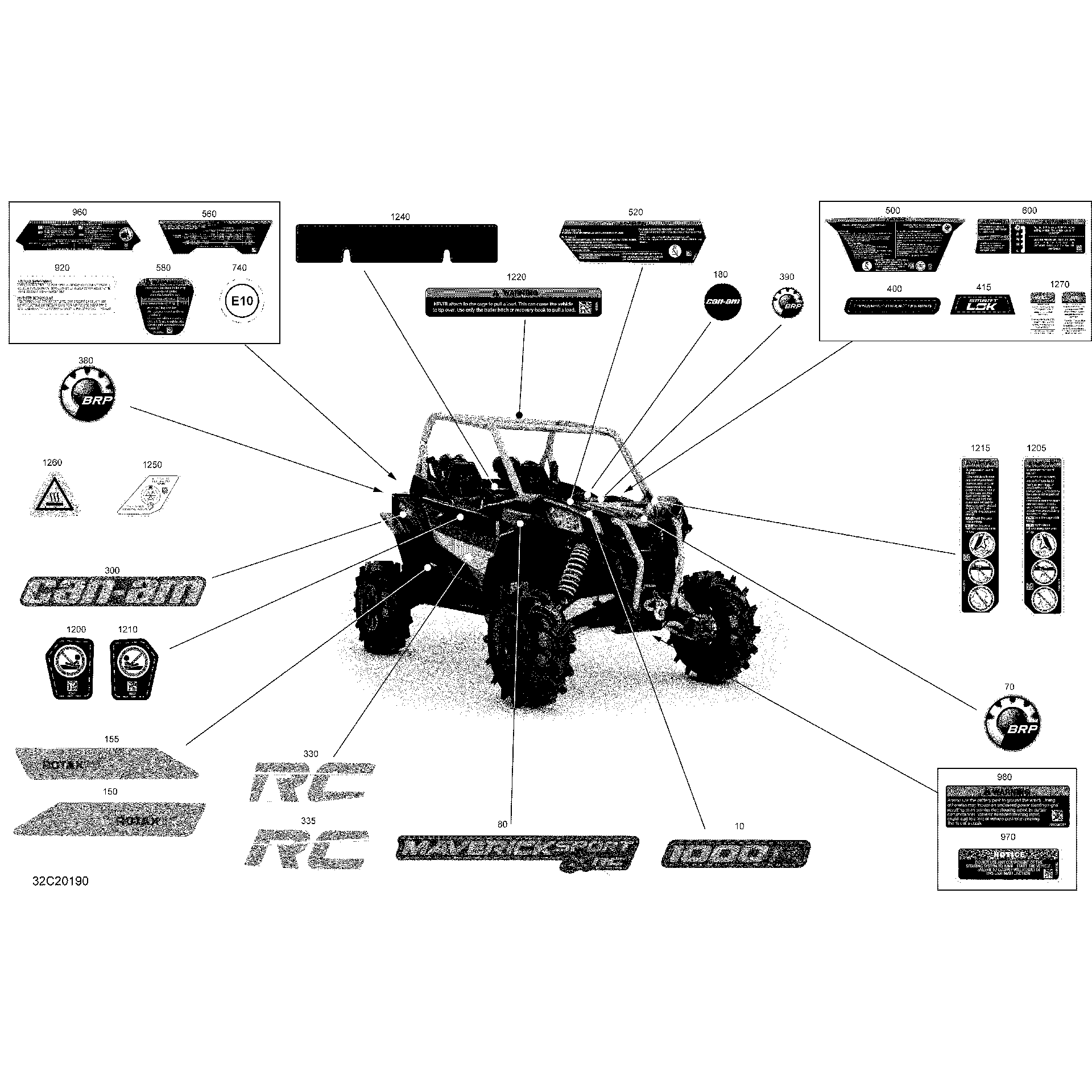 An Image of a Genuine Can-Am Parts Schematic Diagram showing the schematic - DECALS