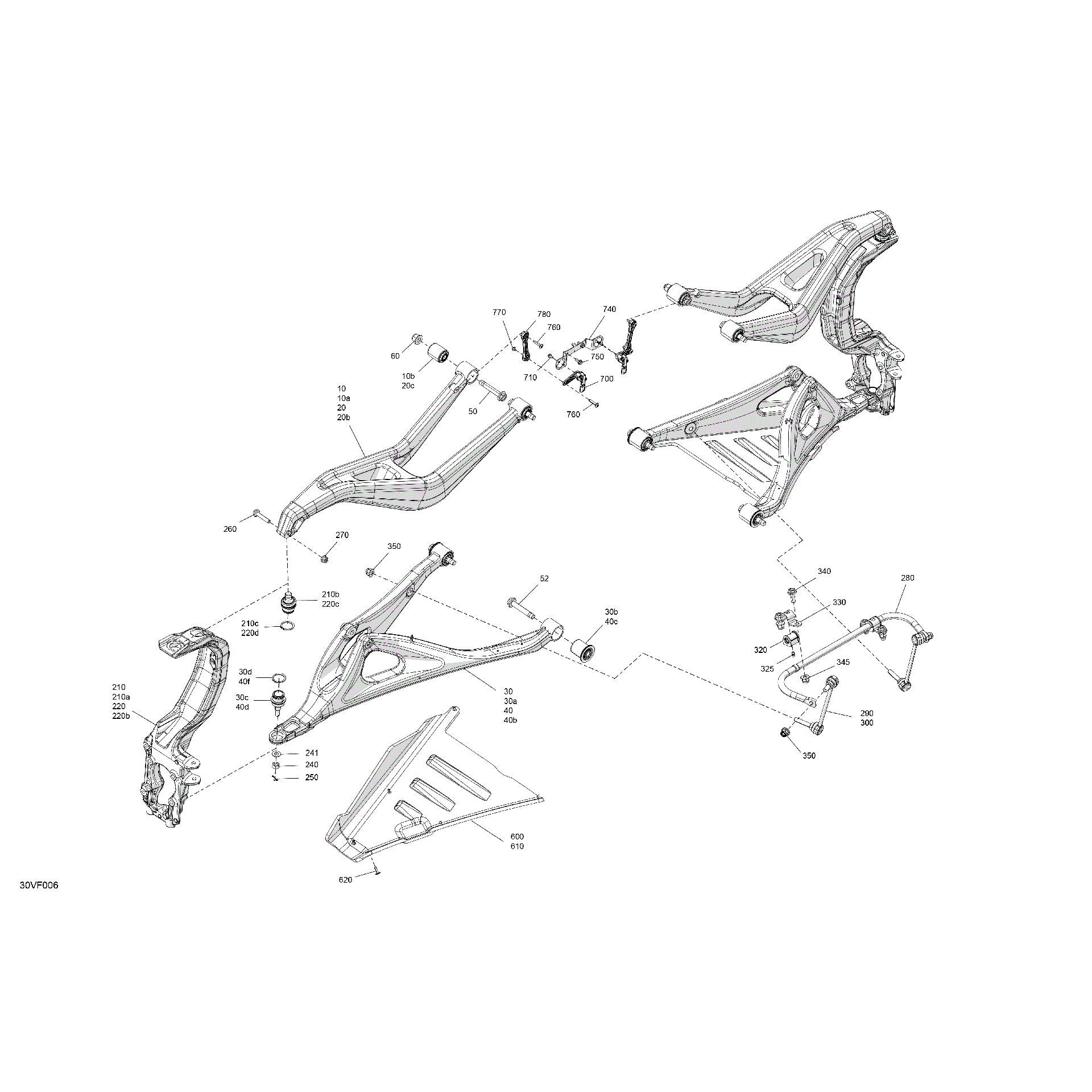 An Image of a Genuine Can-Am Parts Schematic Diagram showing the schematic - SUSPENSION - FRONT COMPONENTS