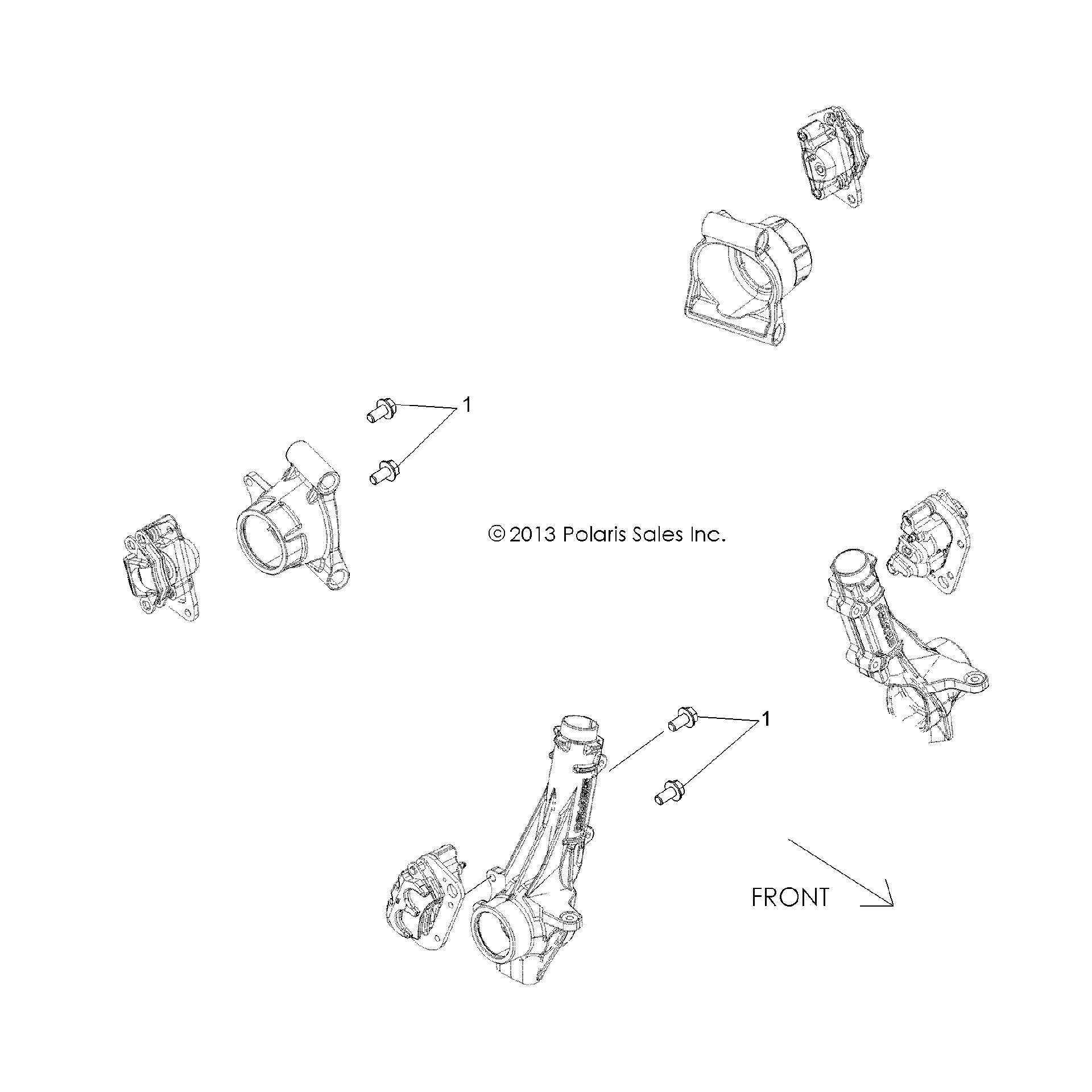 An Image of a Genuine Polaris Parts Schematic Diagram showing the schematic - BRAKES: CALIPER MOUNTING - 2019 POLARIS ACE 500 SOHC