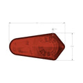 Left red taillight decal with pointed edge, designed for Polaris RZR 170 models, 5.5 by 3.3 inches.