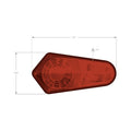 Red polygonal taillight decal with curved edges, measuring 12 inches by 4.5 inches.