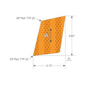 Amber rectangular reflector decal with honeycomb pattern, 2.64 by 2.13 inches, rounded edges.