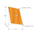 Amber rectangular reflector decal with honeycomb pattern and pre-drilled mounting holes.