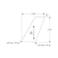 Red polygonal reflector decal with angled edges and precise dimensional markings.