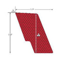 Red polygonal reflector decal with honeycomb pattern and mounting holes.